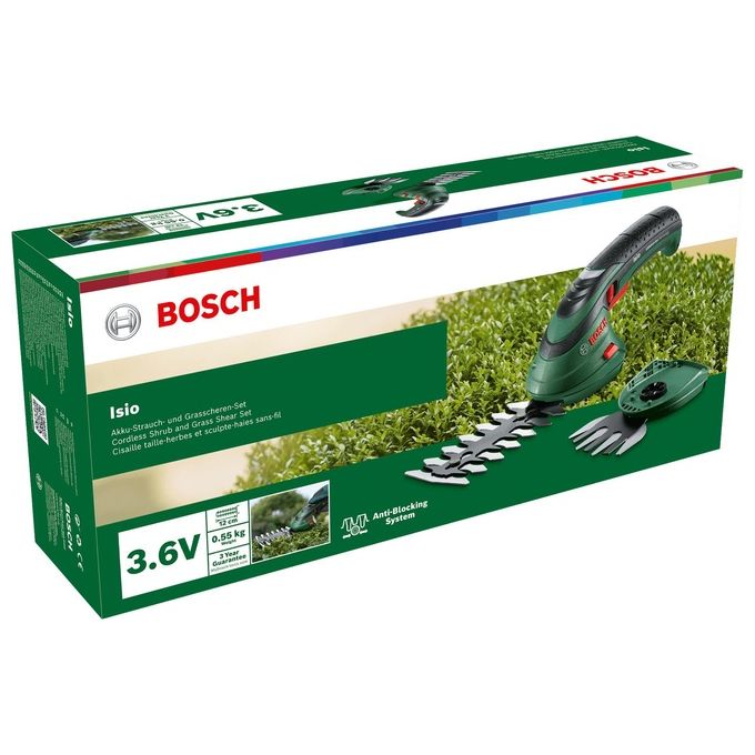 Bosch ISIO 3 Set Forbici per Erba a Batteria 3.6 Volt 12cm