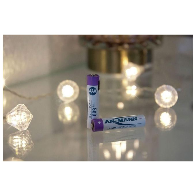Ansmann Lithium Akku Micro AAA 400mAh  Cable 4 Pezzi