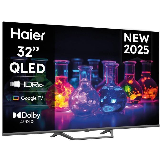 Haier, Smart TV 32'' QLED Full HD, Nero, Google TV, Wi-Fi