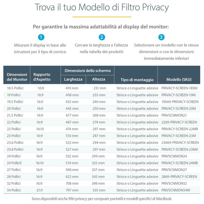 StarTech PRIVSCNMON27 Filtro privacy per monitor 27'' angolo di visione 30° finitura reversibile opaco-lucido protezione antigraffio e riduzione luce blu colore Trasparente