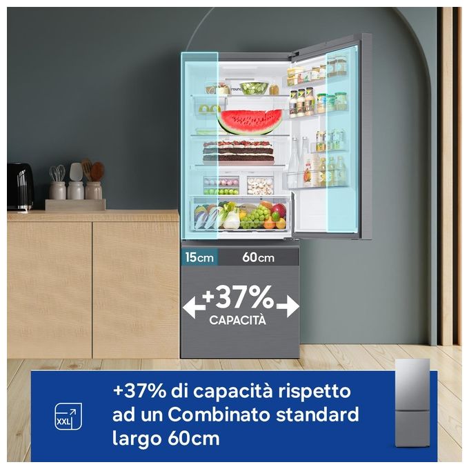 Samsung RB50DG602ES9 F1rst75 Frigorifero Combinato 508 L 192 cm Classe E 35 dB Total No Frost Wi-Fi SpaceMax colore Acciaio Inox