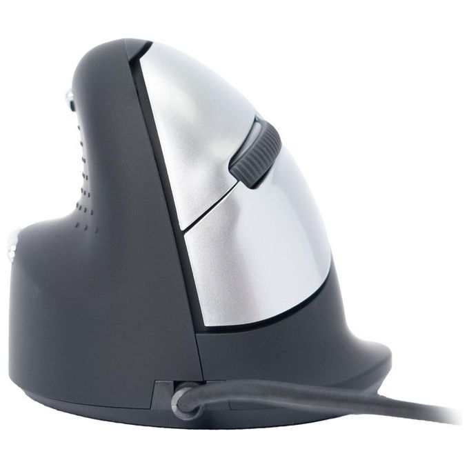 R Go Tools RGOHELE Mouse Verticale Ergonomico per Mancini con Cavo Risoluzione Regolabile fino a 2400 dpi 5 Pulsanti Programmabili USB Type-A colore Nero con Argento