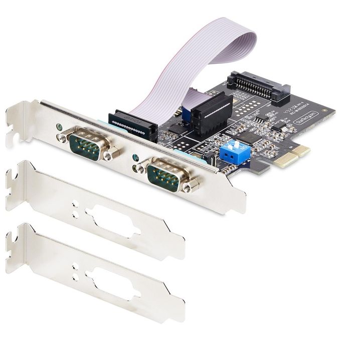 StarTech.com 2S232422485-PC-CARD Scheda Seriale PCIe a 2 porte RS232 RS422 RS485 DB9 UART 16C1050 Windows Linux TAA Compliant colore Nero