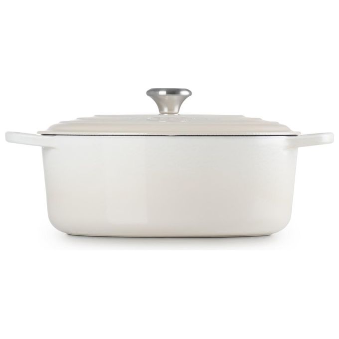 LE CREUSET LS2502-31716SS Signature Evolution Cocotte Ovale in Ghisa con Coperchio Diametro 31 cm Capacita' 6.3 L Adatto a Tutte le Fonti di Calore incluso Induzione colore Meringue