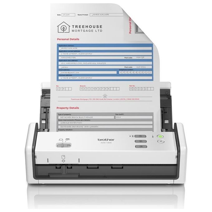 Brother ADS1300UN1 ADS-1300 Scanner documenti portatile A4 ADF 20 fogli Duplex 30 ppm USB-C 600 dpi colore Bianco