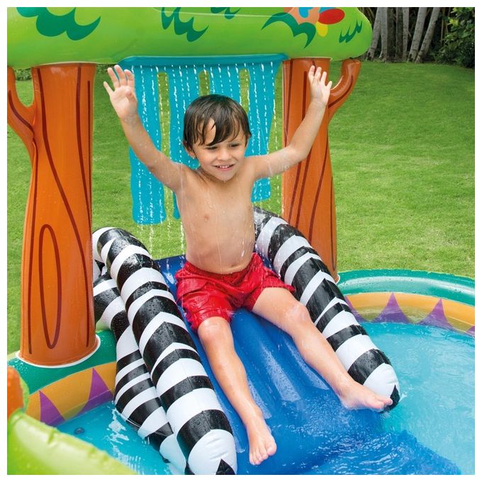 Intex 57155NP Play Center Giungla Piscina Gonfiabile per Bambini con Scivolo Spruzzatore 216x188x124 cm 219 L colore Multicolore