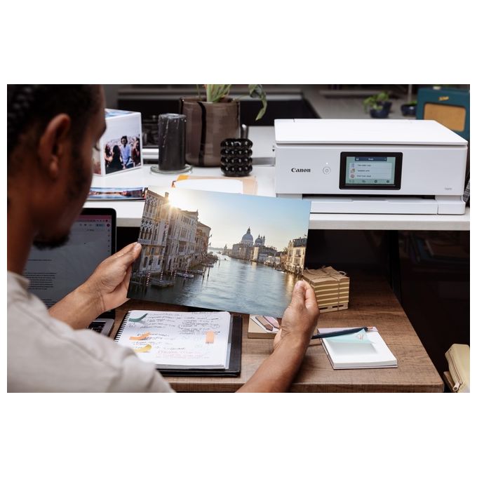 Canon TS8751 PIXMA TS8751 Stampante Multifunzione a Getto d'Inchiostro 6 Cartucce Separate Wi-Fi Stampa Fronte Retro Automatica Touchscreen 4,3 Pollici colore Bianco