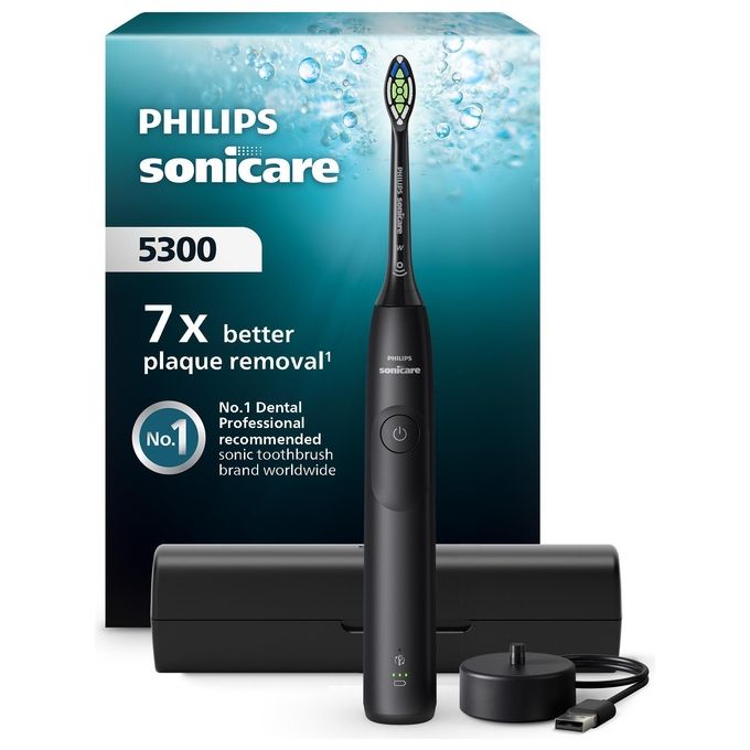 Philips HX7101-02 Sonicare 5300 Spazzolino elettrico sonico 1 modalita' Timer 2 intensita' sensore pressione autonomia 21 giorni colore Nero