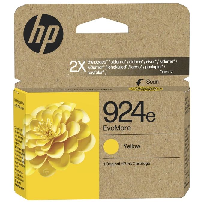 HP 4K0U9NE 924e EvoMore Cartuccia di Inchiostro Originale Inkjet XL 800 pagine colore Giallo