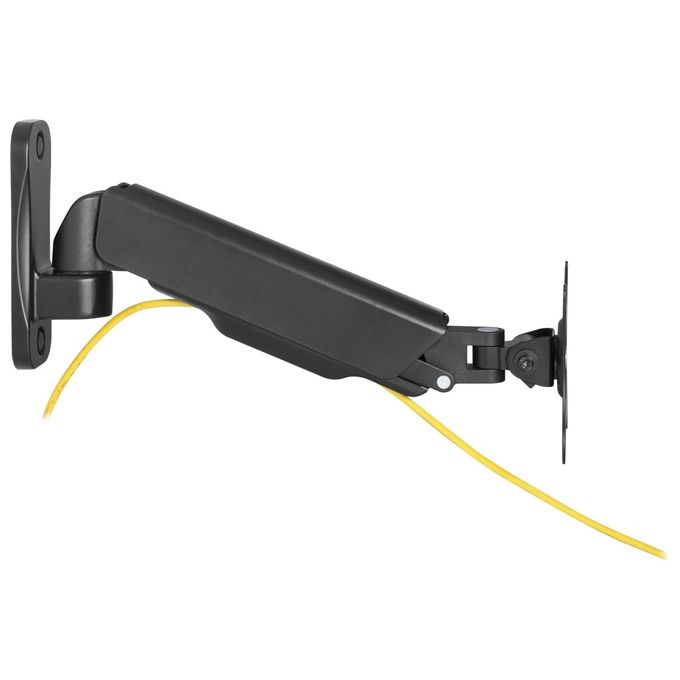 EQUIP 650136 Supporto da Parete per Monitor Singolo 17''-32'' con Molla a Gas Rotazione 360° Inclinazione Regolabile fino a 9 Kg colore Nero