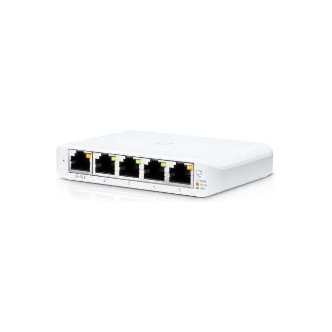 Ubiquiti USW-FLEX-MINI UniFi Switch Gestito L2 5 Porte Gigabit Ethernet 10-100-1000 PoE 802.3af-at 10 Gbit-s colore Bianco