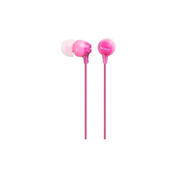 Sony MDR-EX15LP Cuffie intrauricolari leggere con driver 8 Hz-22 kHz da 9 mm, auricolari in silicone e jack 3,5mm Rosa