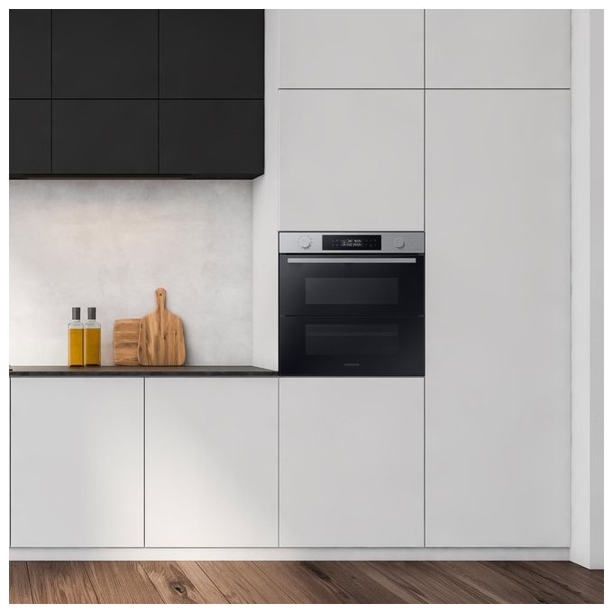 Samsung NV7B45403BS Dual Cook Flex Serie 4 Forno da incasso Elettrico 76 L Classe A+ Dual Cook Vapore Air Sous Vide Wi-Fi 40 programmi (60x60x57 cm) colore Inox