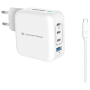 Conceptronic ALTHEA18W Caricatore USB 4 Porte 100W GaN con Cavo USB-C 3 USB-C 1 USB-A PD 3.0 QC 3.0 PPS colore Bianco