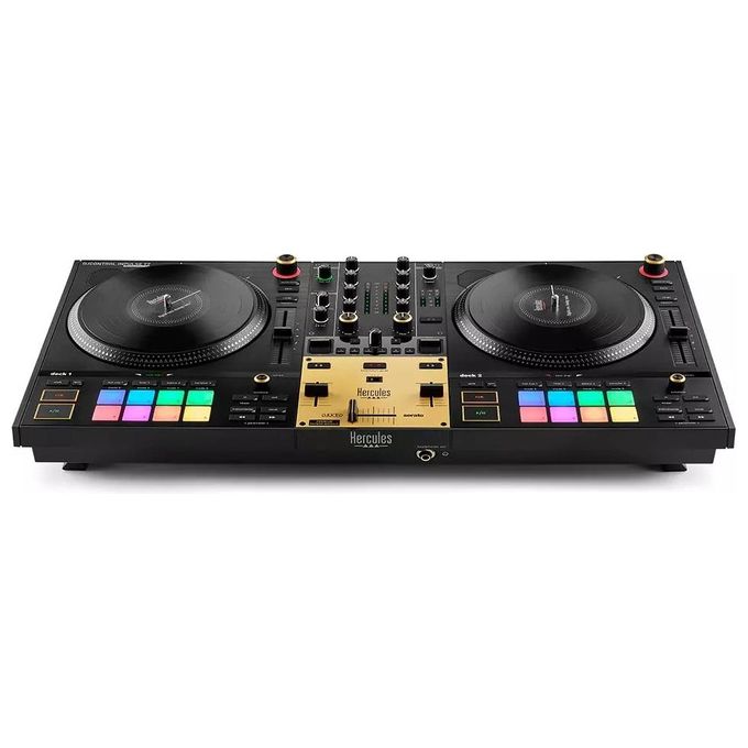 Hercules 4780938 INPULSE T7 PREMIUM Mixer per DJ con 2 Piatti Motorizzati 7'' e Fader Premium colore Nero