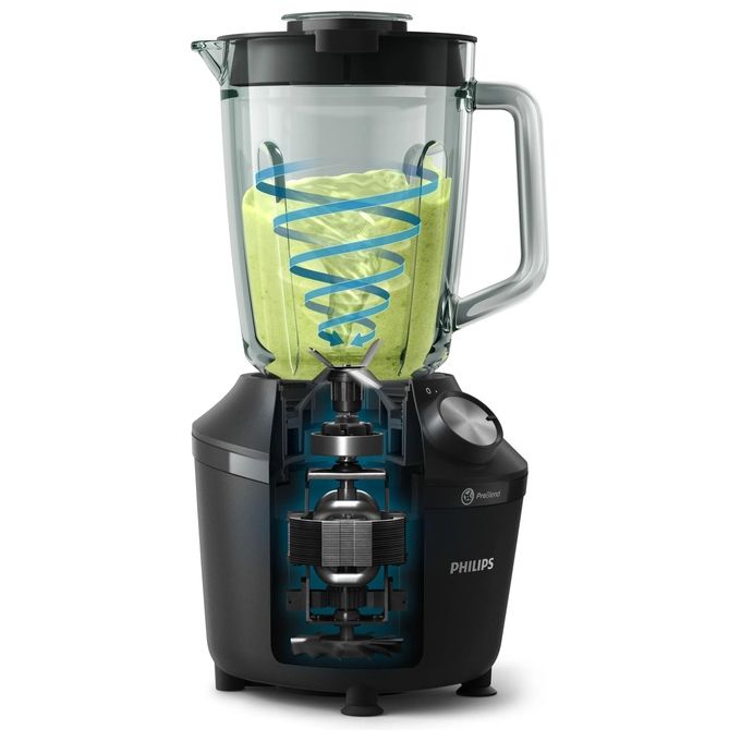 Philips HR2291-01 Serie 3000 Frullatore da tavolo ProBlend 600 W 2 L bicchiere vetro tritaghiaccio colore Nero