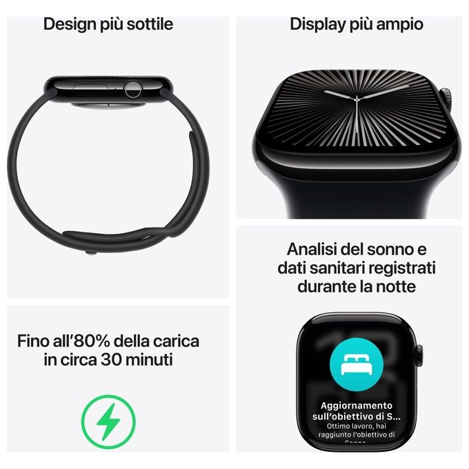 Apple Watch Series 10 GPS 42mm, Cassa Alluminio Argento, Sport Loop Denim