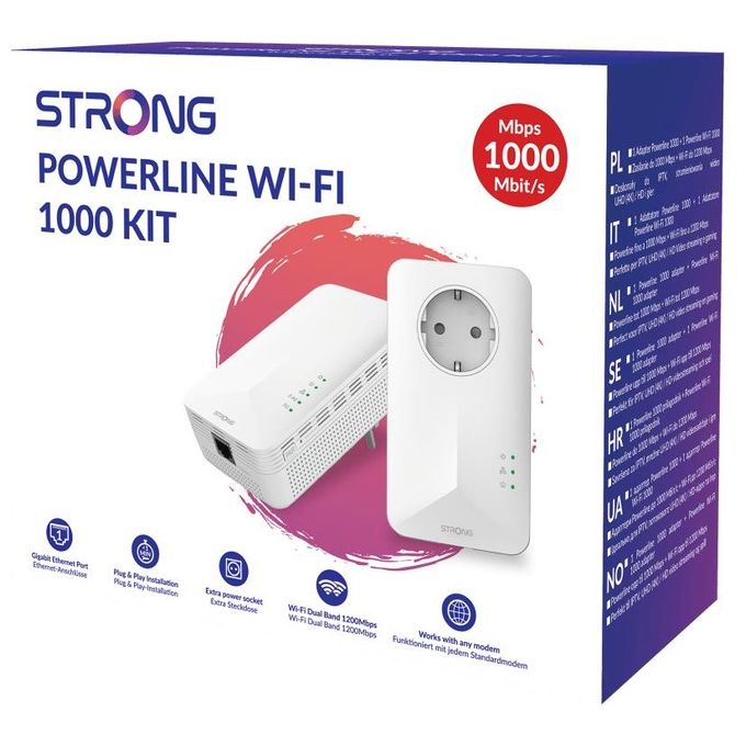 Strong POWERL1000DUOWIFIEUV2 Kit Powerline WiFi 5 HomePlug AV2 Gigabit Ethernet 1000 Mbit-s 300 m 2 pezzi colore Bianco