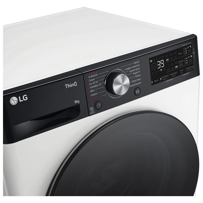 LG F4R7509TSWB Lavatrice 9Kg AI DD Classe Energetica A-10% 1400 Giri TurboWash Autodose