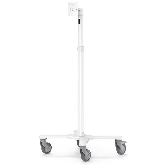 Compulocks MCRSTDEXW Carrello Multimediale Mobile con Braccio Articolato VESA 75x75 100x100 mm per Schermo fino a 15'' Altezza Regolabile 1160-1590 mm con Ruote Bloccabili colore Bianco