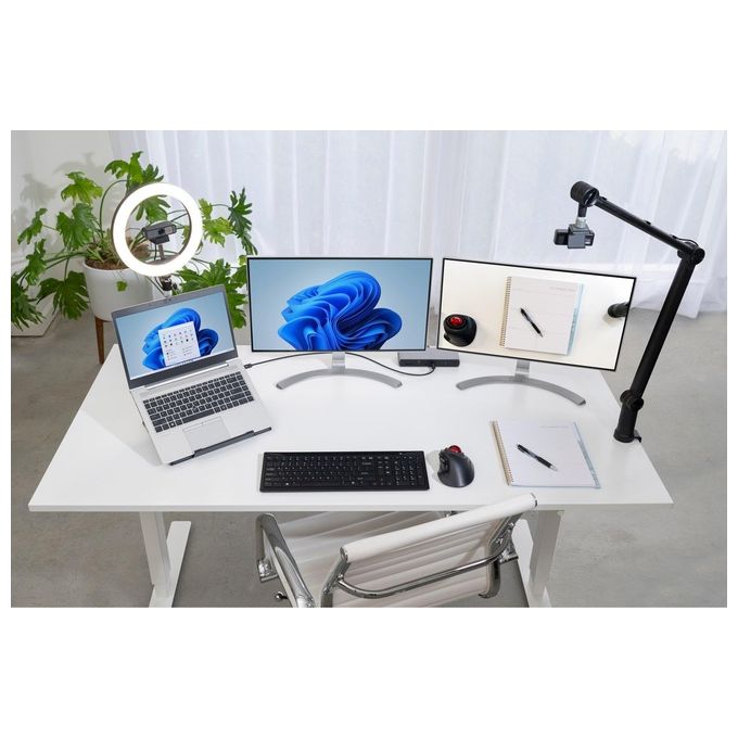 Kensington K87651WW Supporto telescopico per scrivania A1010 regolabile da 30 a 48 cm con base antiscivolo e gestione cavi colore Nero
