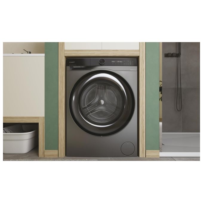 Candy BS 48SB6G-S Lavatrice Slim 8 Kg Classe A-10% Profondita' 49 cm Centrifuga 1400 giri Inverter Vapore Wi-Fi colore Antracite