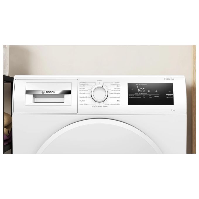 Bosch WTH83208II Serie 4 Asciugatrice Pompa di Calore 8 Kg Classe A++ AutoDry SensitiveDrying 63 dB (84x60x61 cm) colore Bianco