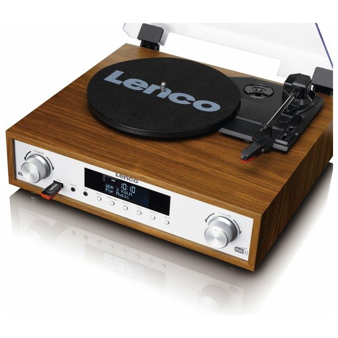 Lenco MC-160WD Sistema Hi-Fi All-in-One Giradischi Cinghia Radio DAB+ FM Bluetooth 5.0 10W USB AUX colore Legno
