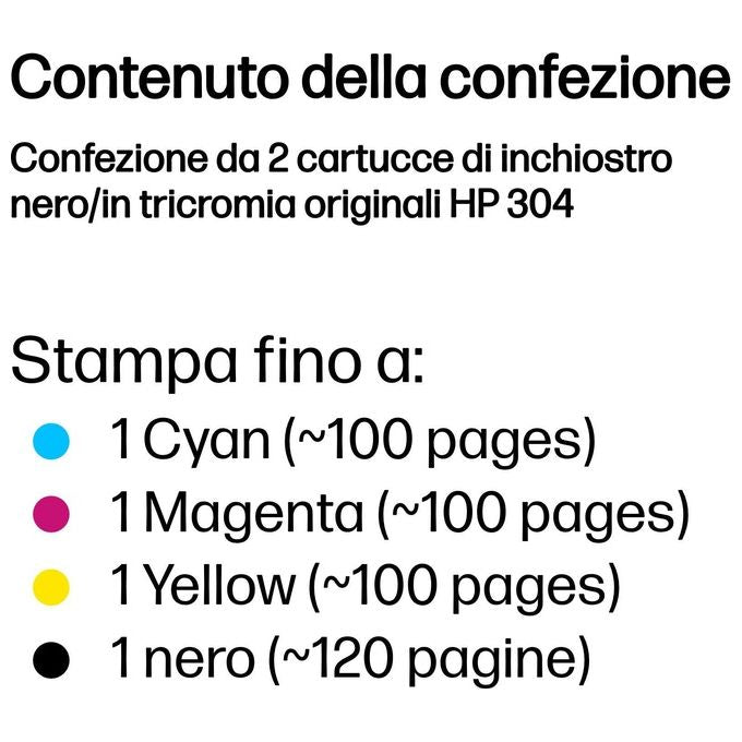 HP 304 Cartuccia Inchiostro Combo 2-Pack Nero con Tricromia