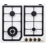 De'Longhi BF46PRO Piano cottura a gas 60 cm 4 fuochi bruciatore doppia corona griglie in ghisa valvola sicurezza colore Bianco