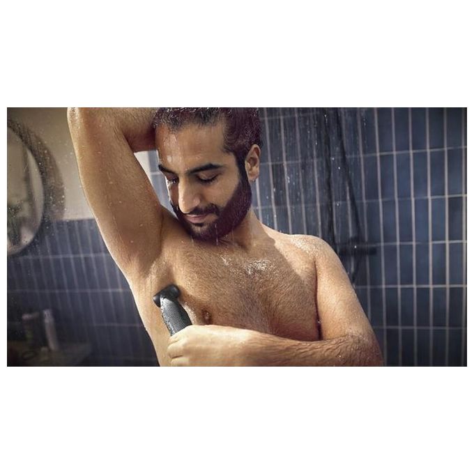 Philips BG3027-05 Bodygroom Series 3000 Rasoio elettrico corpo e inguine bagnato e secco 3 pettini autonomia 60 min colore Nero Blu