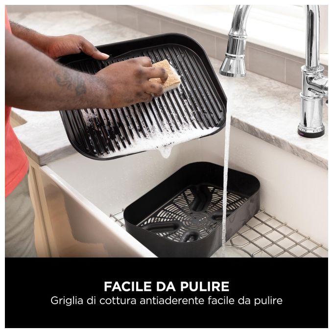 Ninja OG701EU Woodfire Barbecue Elettrico Affumicatore e Friggitrice ad Aria 7 in 1 2400 W colore Grigio Nero