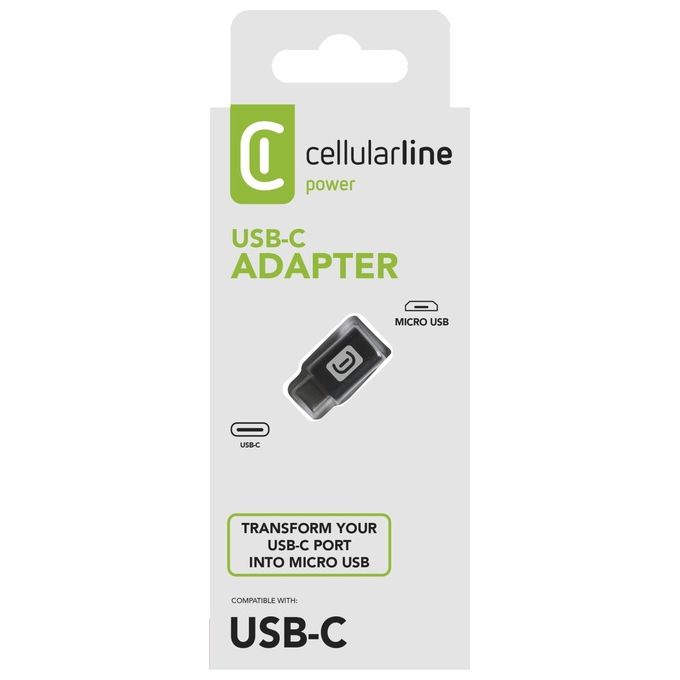 Cellular Line Adattatore da Microusb a Usb-C Nero