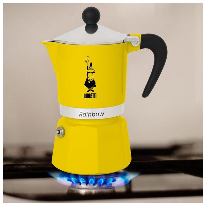 Bialetti Rainbow Caffettiera Colorata Alluminio Giallo 1 Tazza