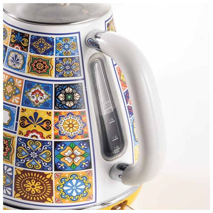 Ariete 2869 Positano Bollitore Elettrico 1.7 L 2200 W Base Cordless 360° Spegnimento Automatico Doppia Parete colore Giallo Blu