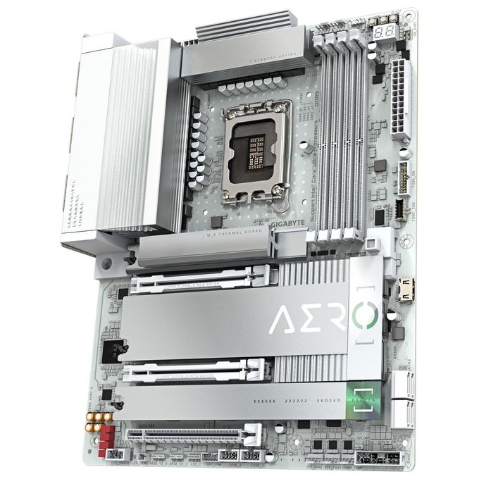 GIGABYTE Z890 AERO G Scheda Madre ATX Supporta CPU Intel Core Ultra Serie 2 VRM 16+1+2 Fasi DDR5 fino a 8800MHz OC Wi-Fi 7 Thunderbolt 4 colore Bianco