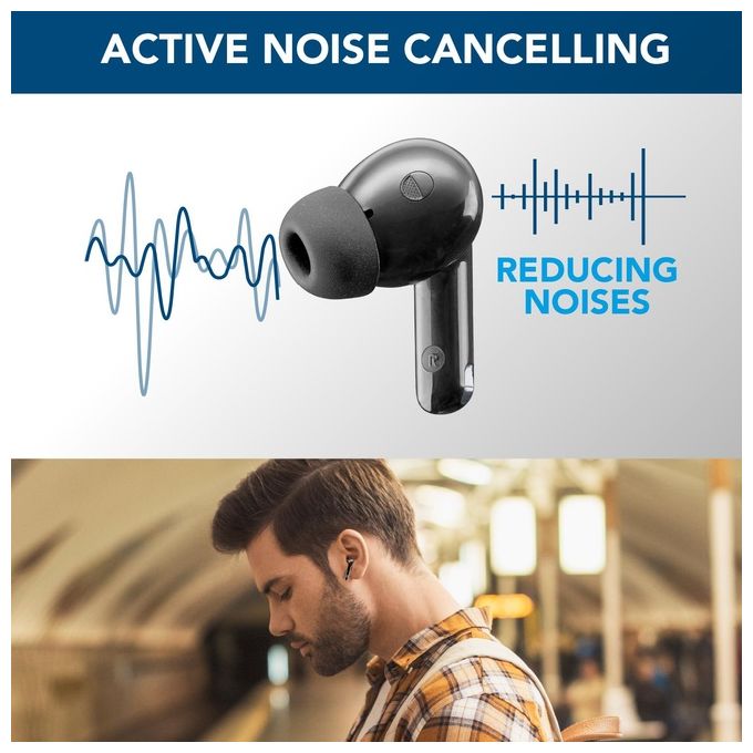 Cellularline BTECLIPSETWSK Eclipse Auricolari In-Ear True Wireless ANC ENC Bluetooth 5.3 Playtime 18 ore colore Nero