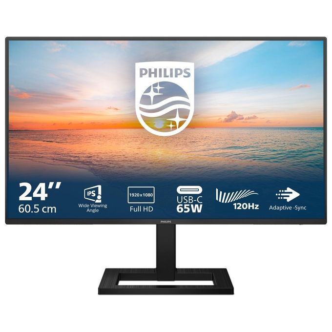 Philips 24E1N1300AE Serie 1000 Monitor PC 23.8'' Full HD IPS 100Hz USB-C 65W Hub USB Altoparlanti Regolabile in Altezza colore Nero