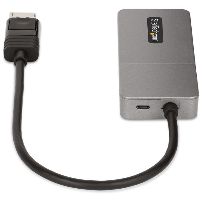 StarTech.com MST14DP123HD Adattatore DP HDMI a 3 Porte Hub MST da DisplayPort a HDMI 4K 60Hz Convertitore DP1.4 a Multi Monitor HDMI per Notebook Splitter HDMI con Cavo Integrato da 30cm Alimentato da USB colore Grigio