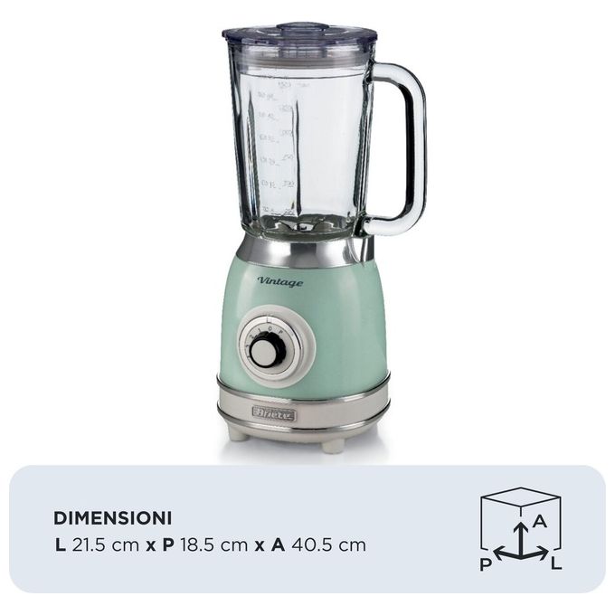Ariete 583 Vintage Frullatore da tavolo 1,5 L 1000 W 4 Lame Acciaio Inox 4 Velocita' Pulse Tritaghiaccio colore Verde