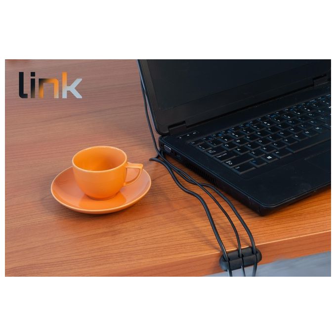 Ink KIT_ 2 Pezzi Supporti per Gestione Cavi 3 Posizioni Nero