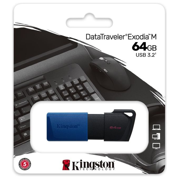 Kingston Flash Drive Usb3.2 64Gb Exodiam Nero-Blu