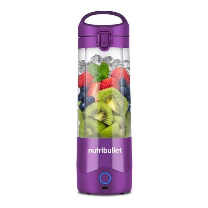 NutriBullet NBP003PU Frullatore Portatile 475 ml Lame Acciaio Inox Tritaghiaccio Batteria 2000 mAh Ricarica USB-C colore Viola