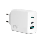VulTech Caricatore Adattatore Universale 2 Porte Type-C  1 Porta Usb PS67 QC 3.0 Gan 67W PPS Bianco