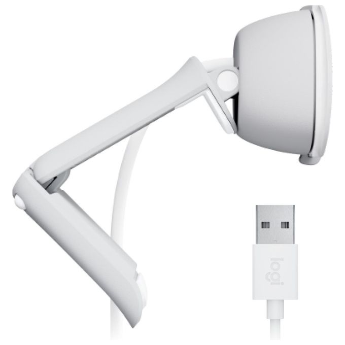 Logitech 960-001617 Brio 100 Webcam Full HD 1080p con Microfono Integrato e Copriobiettivo per Privacy colore Bianco