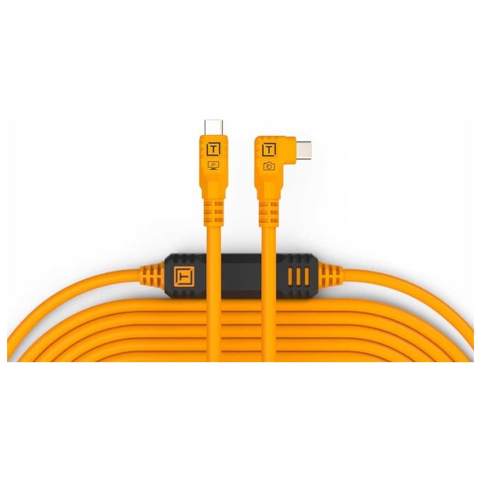 Tether Tools CUC31RT2-ORG TetherPro Cavo USB-C a USB-C Angolo Retto 9,4m 5 Gbps Doppio TetherBoost colore Arancione