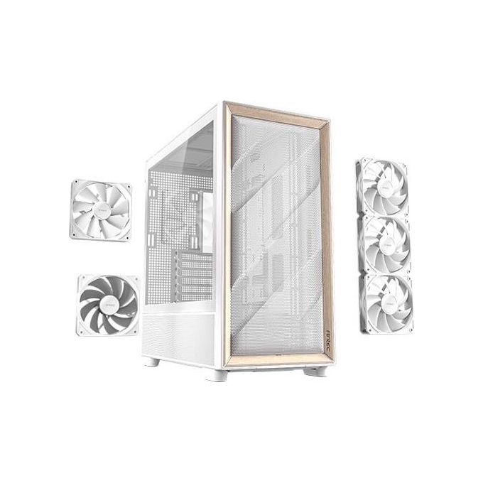 Antec FLUX WHITE Case PC Mid Tower con Vetro Temperato e Pannello Frontale in Legno di Betulla Supporto Radiatore 420 mm 5 Ventole PWM Incluse colore Bianco