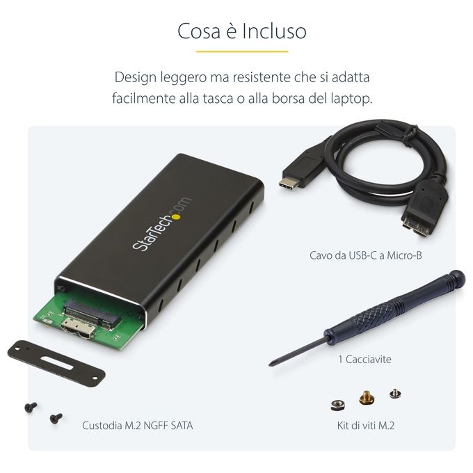 Startech box esterno sata m.2 ngff - usb 3.1 (10gbps) con cavo usb-c