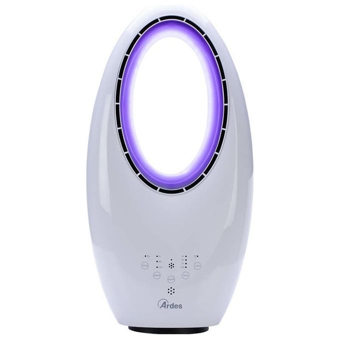 Ardes AR5BL1B Muna Ventilatore Bladeless 3 velocita' 60W 57dB Telecomando Touch Luce LED Oscillazione colore Bianco