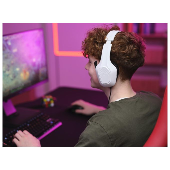 Trust Gaming GXT 415W Zirox Cuffie Gaming Leggere con Driver da 50 mm per PC, Xbox, PS4, PS5, Switch, Mobile, Jack Audio 3.5 mm, Cavo 2m, Cuffie con Microfono Over-Ear - Bianco